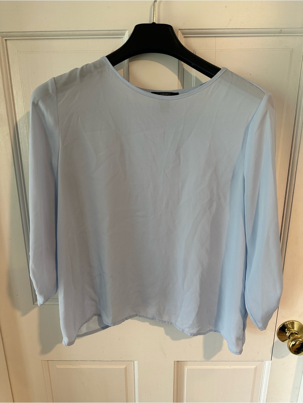 Forever 21 Pale Blue Long Sleeve Boatneck Blouse